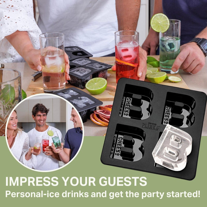 DRINKSPLINKS صينية مكعبات الثلج من DRINKSPLINKS على شكل حرف B صينية فريزر من السيليكون الفاخر وحاوية إعداد الوجبات الآمنة في الفرن | ثلج للكوكتيلات وزجاجات المياه | تحضير وجبة حفظ المكونات طعام الأطفال | نادل الجليد - Image 3